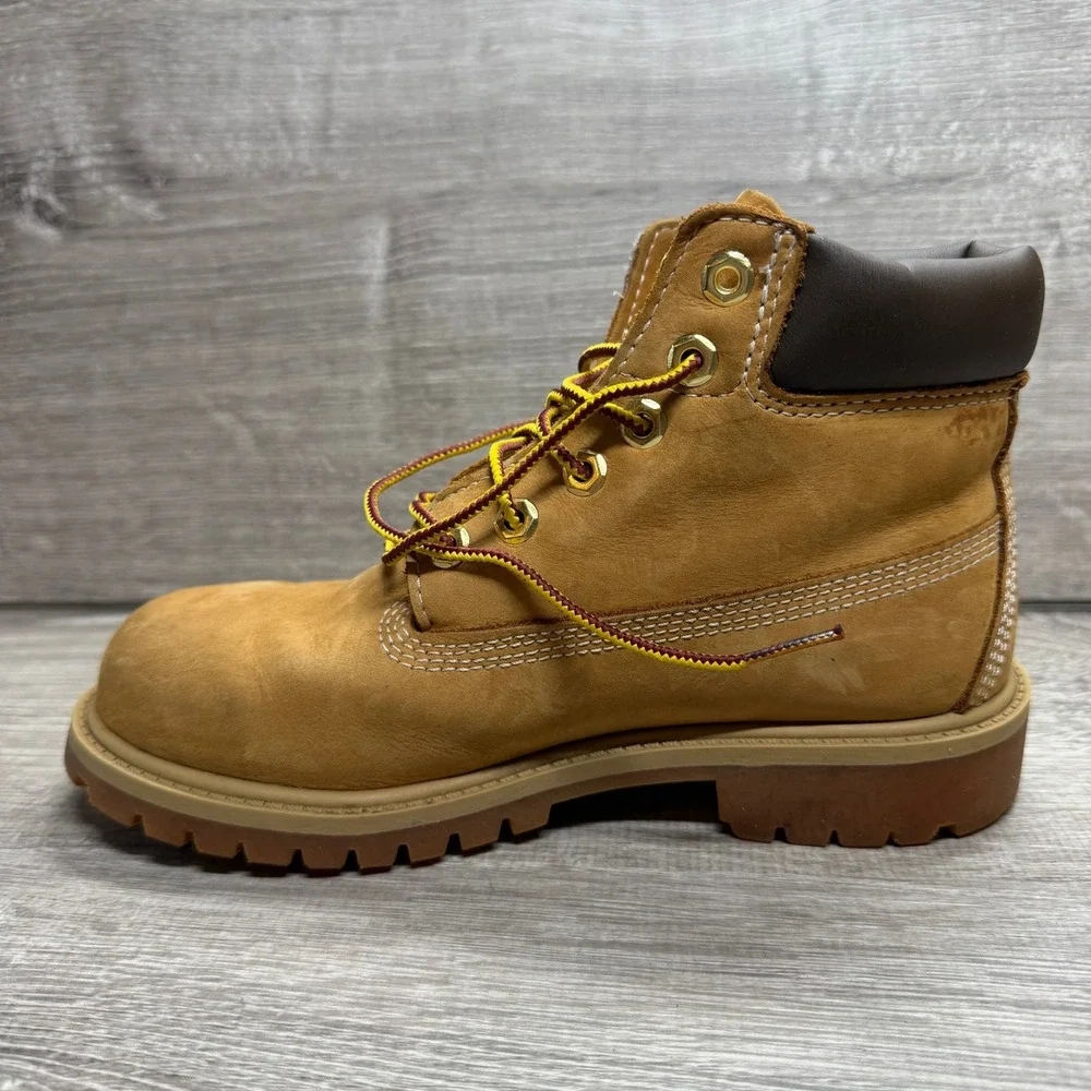 Timberland 6 Inch Premium Waterproof Boot Kids Size 2 Wheat Tan Leather 12709